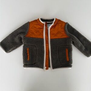 Old Navy boys fleece jacket 12-18mo olive green and burnt orange